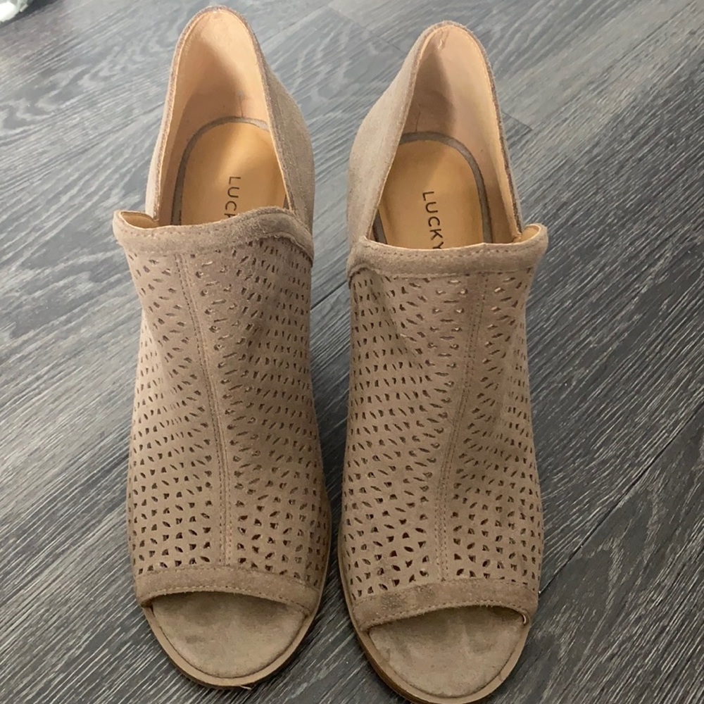 Lucky brand open toed booties